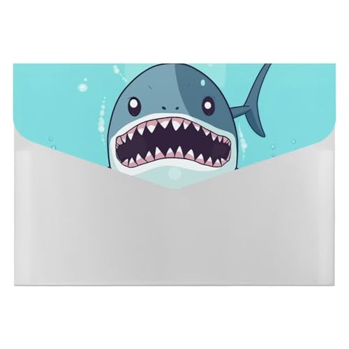 Dokumentenmappe, Cartoon-Hai, schwimmend im Wasser, langlebig, mit 6 Fächern, Ordner für Aktenschrank, Büro, Lebenslauf-Portfolio Dokumentenmappe, Cartoon-Hai, schwimmend im Wasser, langlebig, mit 6 Fächern, Ordner für Aktenschrank, Büro, Lebenslauf-Portfolio von DWTJKMS