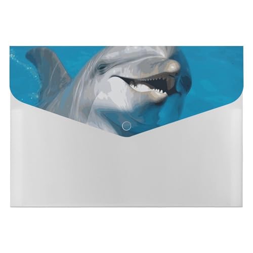 Dokumentenmappe, Motiv: Delfin mit einem Lächeln, langlebig, mit 6 Fächern, Ordner für Aktenschrank, Büro, Lebenslauf-Portfolio Dokumentenmappe, Motiv: Delfin mit einem Lächeln, langlebig, mit 6 Fächern, Ordner für Aktenschrank, Büro, Lebenslauf-Portfolio von DWTJKMS