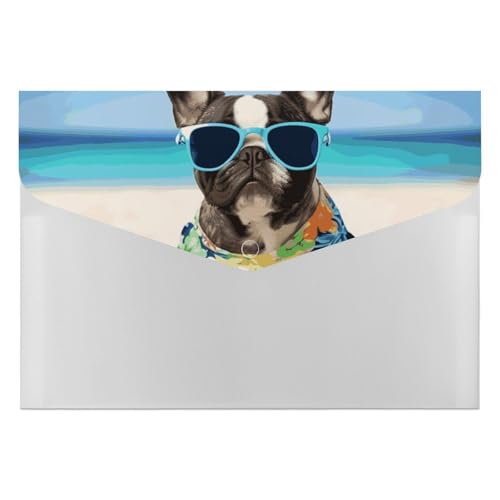 Dokumentenmappe, Motiv: Französische Bulldogge, Sommer, langlebig, mit 6 Fächern, Ordner für Aktenschrank, Büro, Lebenslauf-Portfolio Dokumentenmappe, Motiv: Französische Bulldogge, Sommer, langlebig, mit 6 Fächern, Ordner für Aktenschrank, Büro, Lebenslauf-Portfolio von DWTJKMS