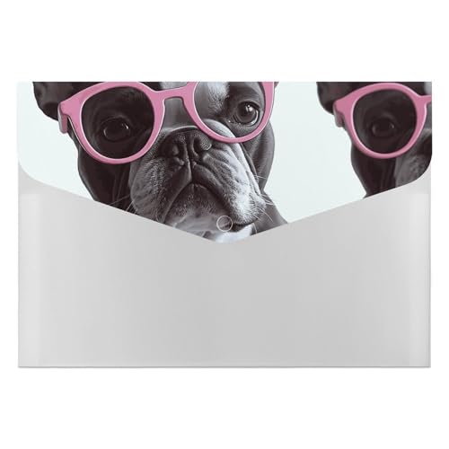 Dokumentenmappe, Motiv: Französische Bulldogge, rosa Brille, Organizer, langlebig, mit 6 Fächern, Ordner für Aktenschrank, Büro, Lebenslauf-Portfolio Dokumentenmappe, Motiv: Französische Bulldogge, rosa Brille, Organizer, langlebig, mit 6 Fächern, Ordner für Aktenschrank, Büro, Lebenslauf-Portfolio von DWTJKMS