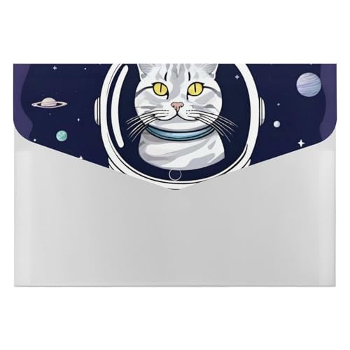 Dokumentenmappe, Motiv: Katze im Raum, langlebig, mit 6 Fächern, Ordner für Aktenschrank, Büro, Lebenslauf-Portfolio von DWTJKMS
