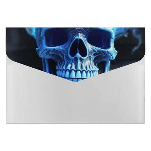 Dokumentenmappe mit 3D-Druck, blauer Totenkopf, strapazierfähig, mit 6 Fächern, Ordner für Aktenschrank, Büro, Lebenslauf-Portfolio Dokumentenmappe mit 3D-Druck, blauer Totenkopf, strapazierfähig, mit 6 Fächern, Ordner für Aktenschrank, Büro, Lebenslauf-Portfolio von DWTJKMS