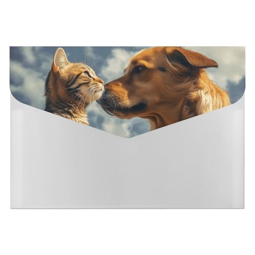 Dokumentenmappe mit Hund und Katze, von Angesicht zu Angesicht, Organizer, langlebig, mit 6 Fächern, Ordner für Aktenschrank, Büro, Lebenslauf-Portfolio von DWTJKMS