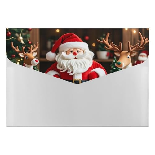 Dokumentenmappe mit Weihnachtsmann-Puppe, Rentier-Modell, langlebig, mit 6 Fächern, Ordner für Aktenschrank, Büro, Lebenslauf-Portfolio Dokumentenmappe mit Weihnachtsmann-Puppe, Rentier-Modell, langlebig, mit 6 Fächern, Ordner für Aktenschrank, Büro, Lebenslauf-Portfolio von DWTJKMS