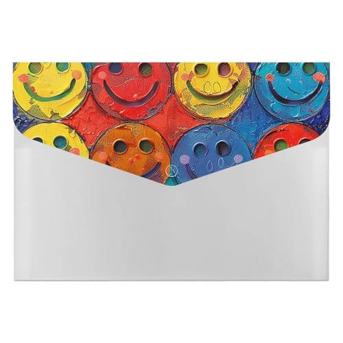 Dokumentenmappe mit buntem Smiley-Gesicht, langlebig, mit 6 Fächern, Ordner für Aktenschrank, Büro, Lebenslauf-Portfolio Dokumentenmappe mit buntem Smiley-Gesicht, langlebig, mit 6 Fächern, Ordner für Aktenschrank, Büro, Lebenslauf-Portfolio von DWTJKMS
