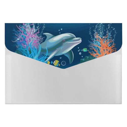 Dokumentenmappen, Motiv: Delfin und Fisch, langlebig, mit 6 Fächern, Ordner für Aktenschrank, Büro, Lebenslauf-Portfolio Dokumentenmappen, Motiv: Delfin und Fisch, langlebig, mit 6 Fächern, Ordner für Aktenschrank, Büro, Lebenslauf-Portfolio von DWTJKMS