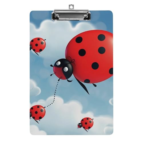 Klemmbrett Marienkäfer und Wolke, Acryl, niedlich, modisch, dekorativ, 31,8 x 21,6 cm, Standard-A4-Größe, Acryl-Clip für Klassenzimmer, Lehrer, Bürobedarf Klemmbrett Marienkäfer und Wolke, Acryl, niedlich, modisch, dekorativ, 31,8 x 21,6 cm, Standard-A4-Größe, Acryl-Clip für Klassenzimmer, Lehrer, Bürobedarf von DWTJKMS