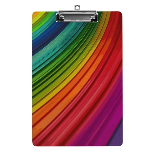 Klemmbrett in Regenbogenfarben, gestreift, Acryl, niedlich, modisch, dekorativ, 31,8 x 21,6 cm, Standard-A4-Größe, Acryl-Clip für Klassenzimmer, Lehrer, Bürobedarf Klemmbrett in Regenbogenfarben, gestreift, Acryl, niedlich, modisch, dekorativ, 31,8 x 21,6 cm, Standard-A4-Größe, Acryl-Clip für Klassenzimmer, Lehrer, Bürobedarf von DWTJKMS