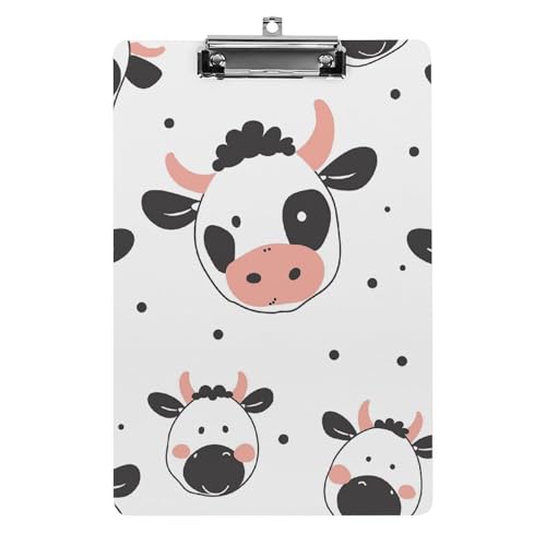 Klemmbrett mit Cartoon-Kuh-Druck, Acryl, niedlich, modisch, dekorativ, 31,8 x 21,6 cm, Standard-A4-Größe, Acryl-Clip für Klassenzimmer, Lehrer, Bürobedarf Klemmbrett mit Cartoon-Kuh-Druck, Acryl, niedlich, modisch, dekorativ, 31,8 x 21,6 cm, Standard-A4-Größe, Acryl-Clip für Klassenzimmer, Lehrer, Bürobedarf von DWTJKMS