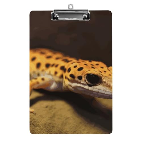 Klemmbrett mit Leoparden-Motiv "Little Gecko", Acryl, niedlich, modisch, dekorativ, 31,8 x 21,6 cm, Standard-A4-Größe, Acryl-Clip für Klassenzimmer, Lehrer, Bürobedarf Klemmbrett mit Leoparden-Motiv "Little Gecko", Acryl, niedlich, modisch, dekorativ, 31,8 x 21,6 cm, Standard-A4-Größe, Acryl-Clip für Klassenzimmer, Lehrer, Bürobedarf von DWTJKMS