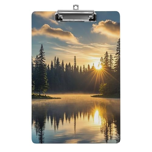 Klemmbrett mit Sonnenaufgang am See, Acryl, niedlich, modisch, dekorativ, 31,8 x 21,6 cm, Standard-A4-Größe, Acryl-Clip für Klassenzimmer, Lehrer, Bürobedarf Klemmbrett mit Sonnenaufgang am See, Acryl, niedlich, modisch, dekorativ, 31,8 x 21,6 cm, Standard-A4-Größe, Acryl-Clip für Klassenzimmer, Lehrer, Bürobedarf von DWTJKMS