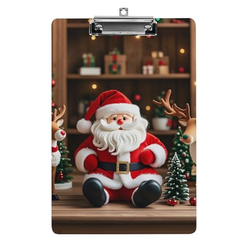 Klemmbrett mit Weihnachtsmann-Puppe, Rentier-Modell, Acryl, niedliches modisches Klemmbrett, dekorativ, 31,8 x 21,6 cm, Standard-A4-Größe, Acryl-Clip für Klassenzimmer, Lehrer, Bürobedarf Klemmbrett mit Weihnachtsmann-Puppe, Rentier-Modell, Acryl, niedliches modisches Klemmbrett, dekorativ, 31,8 x 21,6 cm, Standard-A4-Größe, Acryl-Clip für Klassenzimmer, Lehrer, Bürobedarf von DWTJKMS