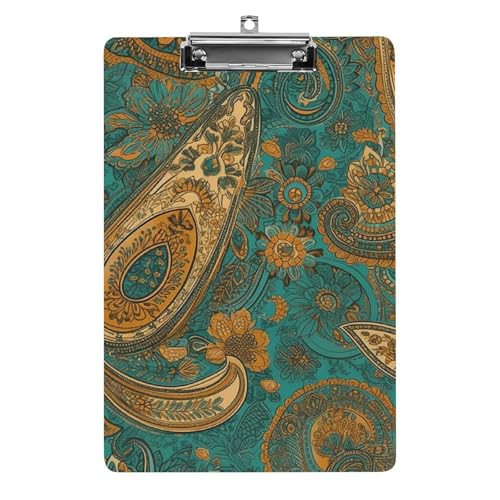 Klemmbrett mit gelbem Paisley-Muster, Acryl, niedlich, modisch, dekorativ, 31,8 x 21,6 cm, Standard-A4-Größe, Acryl-Clip für Klassenzimmer, Lehrer, Bürobedarf Klemmbrett mit gelbem Paisley-Muster, Acryl, niedlich, modisch, dekorativ, 31,8 x 21,6 cm, Standard-A4-Größe, Acryl-Clip für Klassenzimmer, Lehrer, Bürobedarf von DWTJKMS
