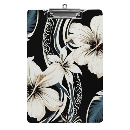 Klemmbrett mit hawaiianischen Blumen, Acryl, niedlich, modisch, dekorativ, 31,8 x 21,6 cm, Standard-A4-Größe, Acryl-Clip für Klassenzimmer, Lehrer, Bürobedarf Klemmbrett mit hawaiianischen Blumen, Acryl, niedlich, modisch, dekorativ, 31,8 x 21,6 cm, Standard-A4-Größe, Acryl-Clip für Klassenzimmer, Lehrer, Bürobedarf von DWTJKMS