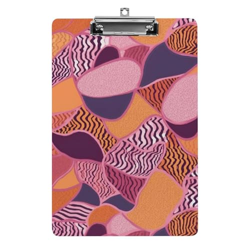 Klemmbrett mit rosa und orangefarbenem Muster, Acryl, niedlich, modisch, dekorativ, 31,8 x 21,6 cm, Standard-A4-Größe, Acryl-Clip für Klassenzimmer, Lehrer, Bürobedarf Klemmbrett mit rosa und orangefarbenem Muster, Acryl, niedlich, modisch, dekorativ, 31,8 x 21,6 cm, Standard-A4-Größe, Acryl-Clip für Klassenzimmer, Lehrer, Bürobedarf von DWTJKMS