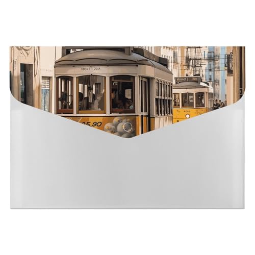 Lissabon Straßenbahn-Aktenordner, Organizer, strapazierfähiges Aktenportfolio mit 6 Fächern, Ordner für Aktenschrank, Büro, Lebenslauf-Portfolio von DWTJKMS