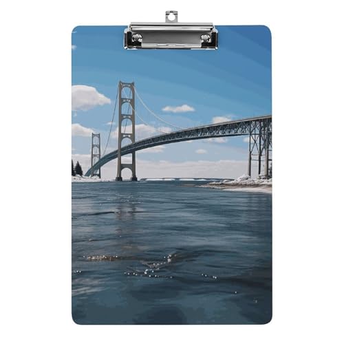Mackinac Klemmbrett mit Hängebrücke, Acryl, niedlich, modisch, dekorativ, 31,8 x 21,6 cm, Standard-A4-Größe, Acryl-Clip für Klassenzimmer, Lehrer, Bürobedarf Mackinac Klemmbrett mit Hängebrücke, Acryl, niedlich, modisch, dekorativ, 31,8 x 21,6 cm, Standard-A4-Größe, Acryl-Clip für Klassenzimmer, Lehrer, Bürobedarf von DWTJKMS