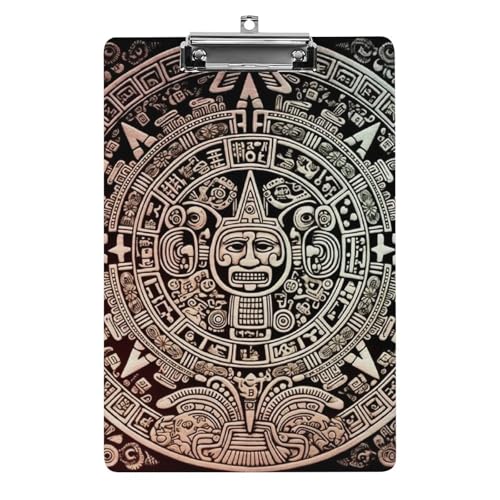 Maya-Kalender-Klemmbrett aus Acryl, niedliches modisches Klemmbrett, dekorativ, 31,8 x 21,6 cm, Standard-A4-Größe, Acryl-Clip für Klassenzimmer, Lehrer, Bürobedarf von DWTJKMS