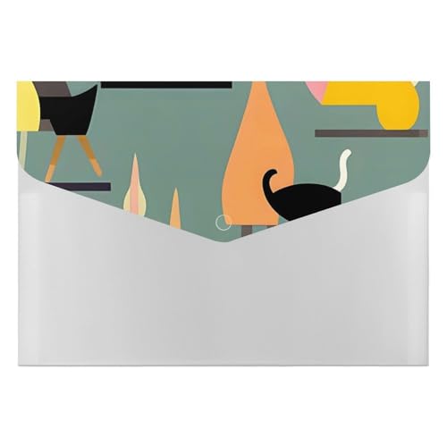 Mid-Century Moderne Kunstkatzen-Aktenordner, Organizer, langlebig, mit 6 Fächern, Ordner für Aktenschrank, Büro, Lebenslauf-Portfolio Mid-Century Moderne Kunstkatzen-Aktenordner, Organizer, langlebig, mit 6 Fächern, Ordner für Aktenschrank, Büro, Lebenslauf-Portfolio von DWTJKMS