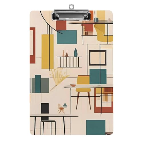 Mid Century Modernes Klemmbrett aus Acryl, niedlich, modisch, dekorativ, 31,8 x 21,6 cm, Standard-A4-Größe, Acryl-Clip für Klassenzimmer, Lehrer, Bürobedarf Mid Century Modernes Klemmbrett aus Acryl, niedlich, modisch, dekorativ, 31,8 x 21,6 cm, Standard-A4-Größe, Acryl-Clip für Klassenzimmer, Lehrer, Bürobedarf von DWTJKMS