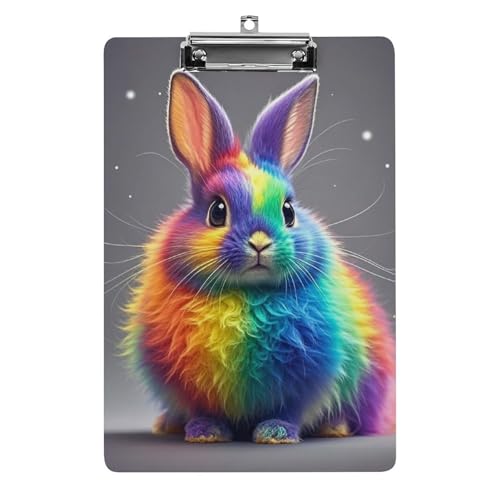 Regenbogen-Hasen-Klemmbrett, Acryl, niedlich, modisch, dekorativ, 31,8 x 21,6 cm, Standard-A4-Größe, Acryl-Clip für Klassenzimmer, Lehrer, Bürobedarf Regenbogen-Hasen-Klemmbrett, Acryl, niedlich, modisch, dekorativ, 31,8 x 21,6 cm, Standard-A4-Größe, Acryl-Clip für Klassenzimmer, Lehrer, Bürobedarf von DWTJKMS