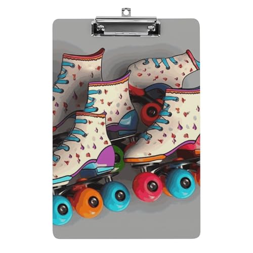 Retro-Klemmbrett für Rollschuhe, buntes Acryl-Klemmbrett, dekorativ, 31,8 x 21,6 cm, Standard-A4-Größe, Acryl-Clip für Klassenzimmer, Lehrer, Bürobedarf Retro-Klemmbrett für Rollschuhe, buntes Acryl-Klemmbrett, dekorativ, 31,8 x 21,6 cm, Standard-A4-Größe, Acryl-Clip für Klassenzimmer, Lehrer, Bürobedarf von DWTJKMS