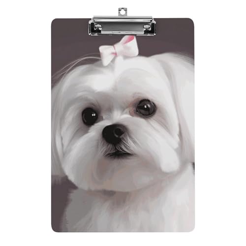 Schönes Malteser-Hunde-Klemmbrett aus Acryl, niedlich, modisch, dekorativ, 31,8 x 21,6 cm, Standard-A4-Größe, Acryl-Clip für Klassenzimmer, Lehrer, Bürobedarf Schönes Malteser-Hunde-Klemmbrett aus Acryl, niedlich, modisch, dekorativ, 31,8 x 21,6 cm, Standard-A4-Größe, Acryl-Clip für Klassenzimmer, Lehrer, Bürobedarf von DWTJKMS