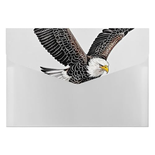 Sketch of Bald Eagle Diving File Folders Organizer Durable File Portfolio with 6 Pocket Compartments Folders for Filing Cabinet, Office, Resume Portfolio von DWTJKMS