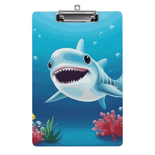 Smiling Shark Klemmbrett, Acryl, niedlich, modisch, dekorativ, 31,8 x 21,6 cm, Standard-A4-Größe, Acryl-Clip für Klassenzimmer, Lehrer, Bürobedarf Smiling Shark Klemmbrett, Acryl, niedlich, modisch, dekorativ, 31,8 x 21,6 cm, Standard-A4-Größe, Acryl-Clip für Klassenzimmer, Lehrer, Bürobedarf von DWTJKMS