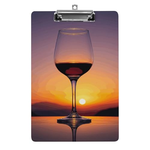 Sunset Weinglas-Klemmbrett aus Acryl, niedlich, modisch, dekorativ, 31,8 x 21,6 cm, Standard-A4-Größe, Acryl-Clip für Klassenzimmer, Lehrer, Bürobedarf Sunset Weinglas-Klemmbrett aus Acryl, niedlich, modisch, dekorativ, 31,8 x 21,6 cm, Standard-A4-Größe, Acryl-Clip für Klassenzimmer, Lehrer, Bürobedarf von DWTJKMS