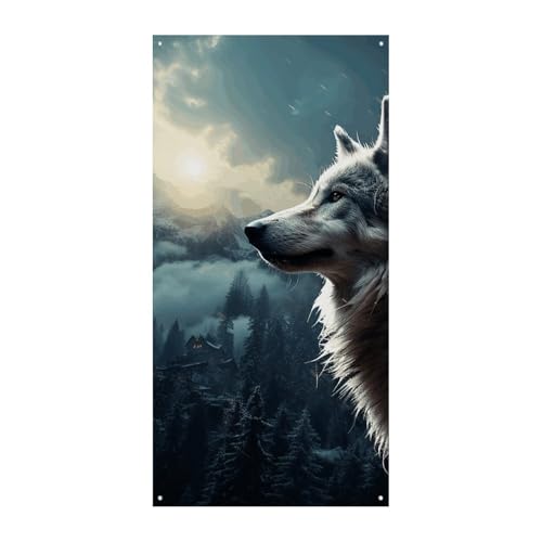 Türbanner Wolf bei Nacht, dekoratives Willkommens-Türabdeckungsschild, Muster, Haustürschild, Banner, Party-Hintergrund, Banner, Hintergrund, Veranda, Hängeschild, Partyzubehör Türbanner Wolf bei Nacht, dekoratives Willkommens-Türabdeckungsschild, Muster, Haustürschild, Banner, Party-Hintergrund, Banner, Hintergrund, Veranda, Hängeschild, Partyzubehör von DWTJKMS
