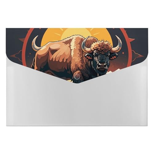 Wild American Bison Mountains Aktenordner, Organizer, langlebig, mit 6 Fächern, Ordner für Aktenschrank, Büro, Lebenslauf-Portfolio von DWTJKMS