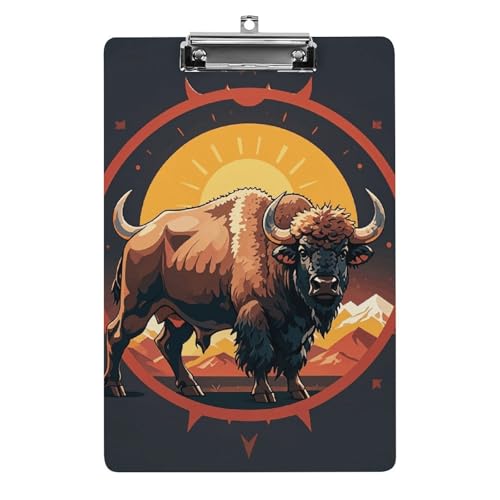 Wild American Bison Mountains Klemmbrett, Acryl, niedlich, modisch, dekorativ, 31,8 x 21,6 cm, Standard-A4-Größe, Acryl-Clip für Klassenzimmer, Lehrer, Bürobedarf Wild American Bison Mountains Klemmbrett, Acryl, niedlich, modisch, dekorativ, 31,8 x 21,6 cm, Standard-A4-Größe, Acryl-Clip für Klassenzimmer, Lehrer, Bürobedarf von DWTJKMS