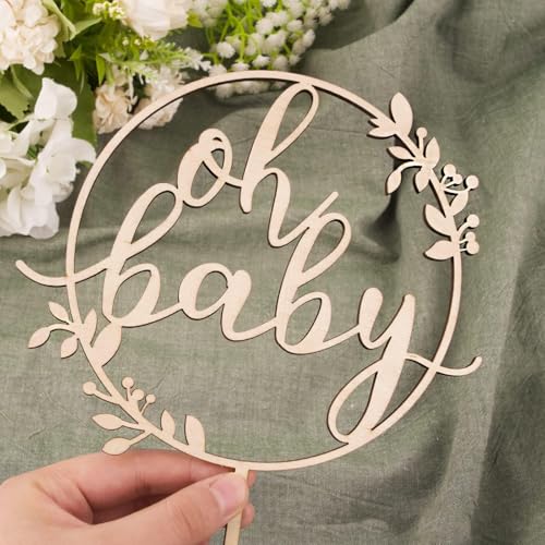 DWUENT Tortenaufsätze "Oh Baby" aus Holz für Babypartys mit Flasche, Herz und Buchstaben, 7-teilig DWUENT Tortenaufsätze "Oh Baby" aus Holz für Babypartys mit Flasche, Herz und Buchstaben, 7-teilig von DWUENT