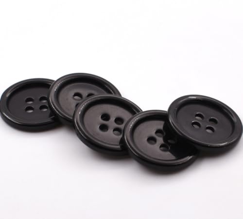 Kleine schwarze Knöpfe mit 4 Löchern, 11 mm, rund, Kunstharz, für Hemden und Handwerk, 50 Stück von DWUENT