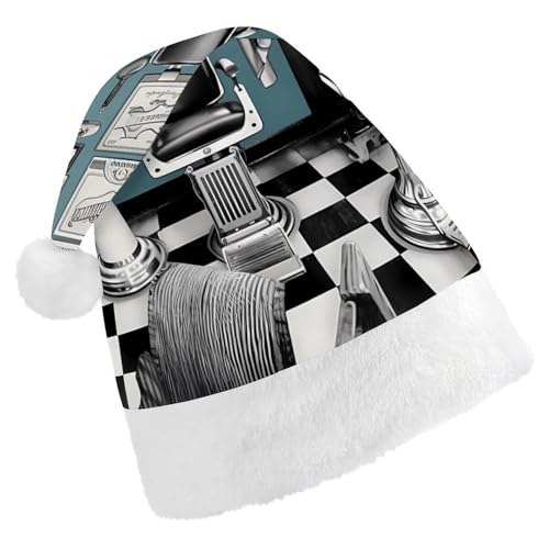 DWVSFJM Barber Shop Weihnachtsmannmütze, weich, für Erwachsene, waschbar, Uni, stilvolle Urlaubsmütze DWVSFJM Barber Shop Weihnachtsmannmütze, weich, für Erwachsene, waschbar, Uni, stilvolle Urlaubsmütze von DWVSFJM
