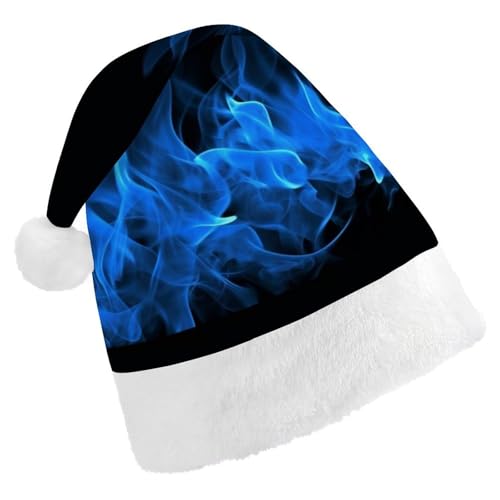 DWVSFJM Blaue Flamme Weihnachtsmannmütze, weiche Weihnachtsmütze, Erwachsene, waschbar, Uni, stilvolle Urlaubsmütze DWVSFJM Blaue Flamme Weihnachtsmannmütze, weiche Weihnachtsmütze, Erwachsene, waschbar, Uni, stilvolle Urlaubsmütze von DWVSFJM