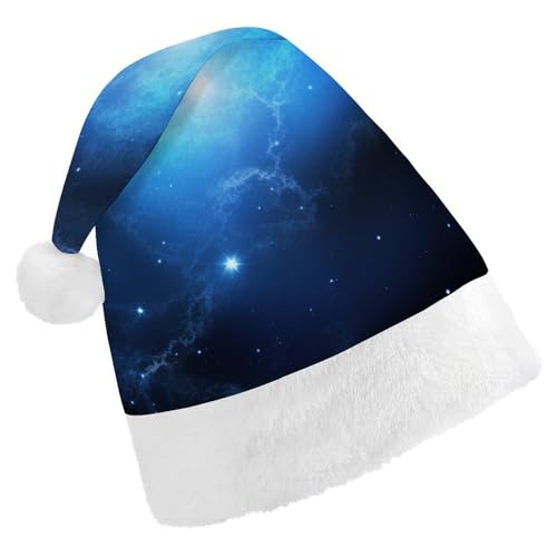 DWVSFJM Blaue Galaxie-Weihnachtsmannmütze, weiche Weihnachtsmütze für Erwachsene, waschbar, Uni, stilvolle Urlaubsmütze DWVSFJM Blaue Galaxie-Weihnachtsmannmütze, weiche Weihnachtsmütze für Erwachsene, waschbar, Uni, stilvolle Urlaubsmütze von DWVSFJM