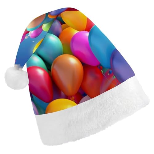 DWVSFJM Bunte Luftballons, Weihnachtsmannmütze, weich, für Erwachsene, waschbar, Uni, stilvolle Urlaubsmütze DWVSFJM Bunte Luftballons, Weihnachtsmannmütze, weich, für Erwachsene, waschbar, Uni, stilvolle Urlaubsmütze von DWVSFJM