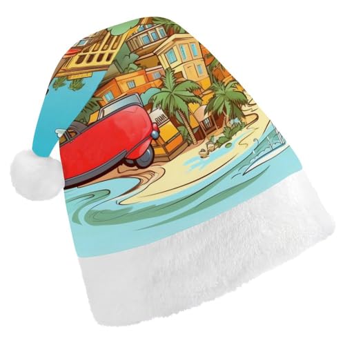 DWVSFJM Island of Cuba Weihnachtsmannmütze, weiche Weihnachtsmütze, Erwachsene, waschbar, Uni, stilvolle Urlaubsmütze DWVSFJM Island of Cuba Weihnachtsmannmütze, weiche Weihnachtsmütze, Erwachsene, waschbar, Uni, stilvolle Urlaubsmütze von DWVSFJM