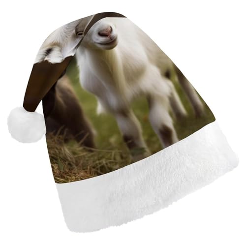 DWVSFJM Niedliche Ziegen-Weihnachtsmannmütze, weiche Weihnachtsmütze, Erwachsene, waschbar, Uni, stilvolle Urlaubsmütze DWVSFJM Niedliche Ziegen-Weihnachtsmannmütze, weiche Weihnachtsmütze, Erwachsene, waschbar, Uni, stilvolle Urlaubsmütze von DWVSFJM