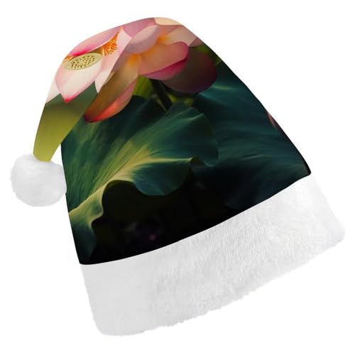 DWVSFJM Schöne Lotusblumen-Weihnachtsmannmütze, weiche Weihnachtsmütze für Erwachsene, waschbar, Uni, stilvolle Urlaubskappe DWVSFJM Schöne Lotusblumen-Weihnachtsmannmütze, weiche Weihnachtsmütze für Erwachsene, waschbar, Uni, stilvolle Urlaubskappe von DWVSFJM