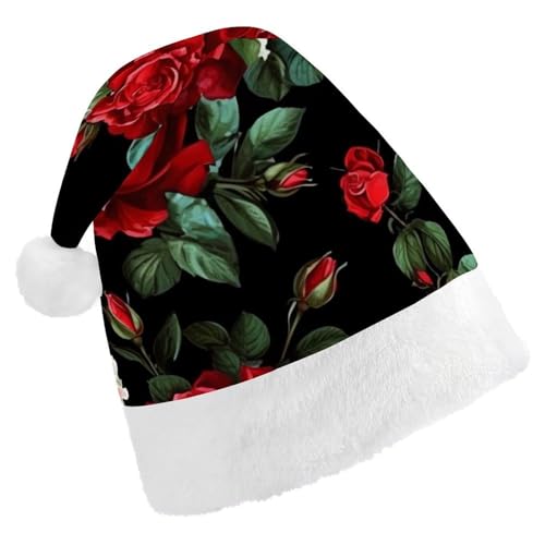 DWVSFJM Schöne Weihnachtsmütze mit Rose, weich, für Erwachsene, waschbar, Uni, stilvolle Urlaubsmütze DWVSFJM Schöne Weihnachtsmütze mit Rose, weich, für Erwachsene, waschbar, Uni, stilvolle Urlaubsmütze von DWVSFJM