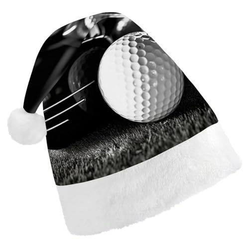 DWVSFJM Schwarze und weiße Golf-Weihnachtsmannmütze, weiche Weihnachtsmütze für Erwachsene, waschbar, Uni, stilvolle Urlaubsmütze DWVSFJM Schwarze und weiße Golf-Weihnachtsmannmütze, weiche Weihnachtsmütze für Erwachsene, waschbar, Uni, stilvolle Urlaubsmütze von DWVSFJM