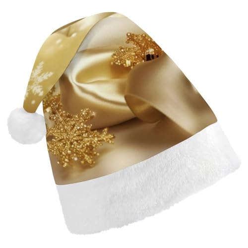 DWVSFJM Weihnachtsmütze aus goldfarbener Seide, weiche Weihnachtsmütze für Erwachsene, waschbar, Uni, stilvolle Urlaubsmütze DWVSFJM Weihnachtsmütze aus goldfarbener Seide, weiche Weihnachtsmütze für Erwachsene, waschbar, Uni, stilvolle Urlaubsmütze von DWVSFJM