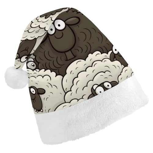 DWVSFJM Weihnachtsmütze mit Cartoon-Schaf, weich, waschbar, Uni, stilvolle Urlaubsmütze DWVSFJM Weihnachtsmütze mit Cartoon-Schaf, weich, waschbar, Uni, stilvolle Urlaubsmütze von DWVSFJM
