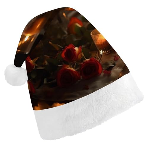 DWVSFJM Weihnachtsmütze mit Kerzen auf dem Tisch, weiche Weihnachtsmütze, waschbar, Uni, stilvolle Urlaubsmütze DWVSFJM Weihnachtsmütze mit Kerzen auf dem Tisch, weiche Weihnachtsmütze, waschbar, Uni, stilvolle Urlaubsmütze von DWVSFJM