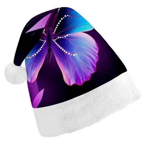 DWVSFJM Weihnachtsmütze mit Schmetterling, weich, für Erwachsene, waschbar, Uni, stilvolle Urlaubsmütze, Blau / Lila DWVSFJM Weihnachtsmütze mit Schmetterling, weich, für Erwachsene, waschbar, Uni, stilvolle Urlaubsmütze, Blau / Lila von DWVSFJM