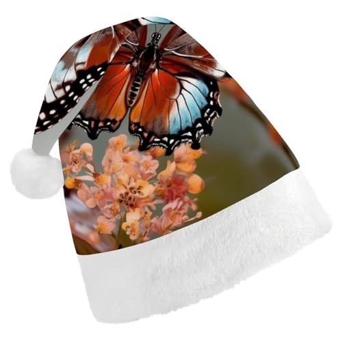 DWVSFJM Weihnachtsmütze mit Schmetterlings-Blumen, weich, für Erwachsene, waschbar, Uni, stilvolle Urlaubsmütze DWVSFJM Weihnachtsmütze mit Schmetterlings-Blumen, weich, für Erwachsene, waschbar, Uni, stilvolle Urlaubsmütze von DWVSFJM