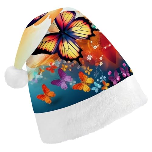 DWVSFJM Weihnachtsmütze mit Schmetterlingshintergrund, weiche Weihnachtsmütze für Erwachsene, waschbar, Uni, stilvolle Urlaubsmütze DWVSFJM Weihnachtsmütze mit Schmetterlingshintergrund, weiche Weihnachtsmütze für Erwachsene, waschbar, Uni, stilvolle Urlaubsmütze von DWVSFJM